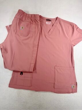 Carhartt Force Scrub Set XL Dusty Rose Pink Modern Fit Jogger Pants